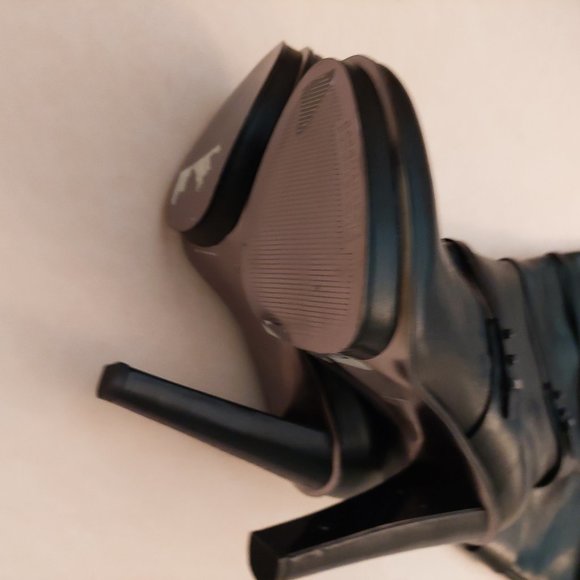 BCBGMAXAZARIA Nitza Black Leather Platform High Heel Boots Retail $495 - Picture 13 of 15